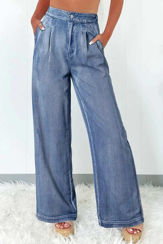 High Waist Wide Leg Jeans - Trendsi - Flyclothing LLC