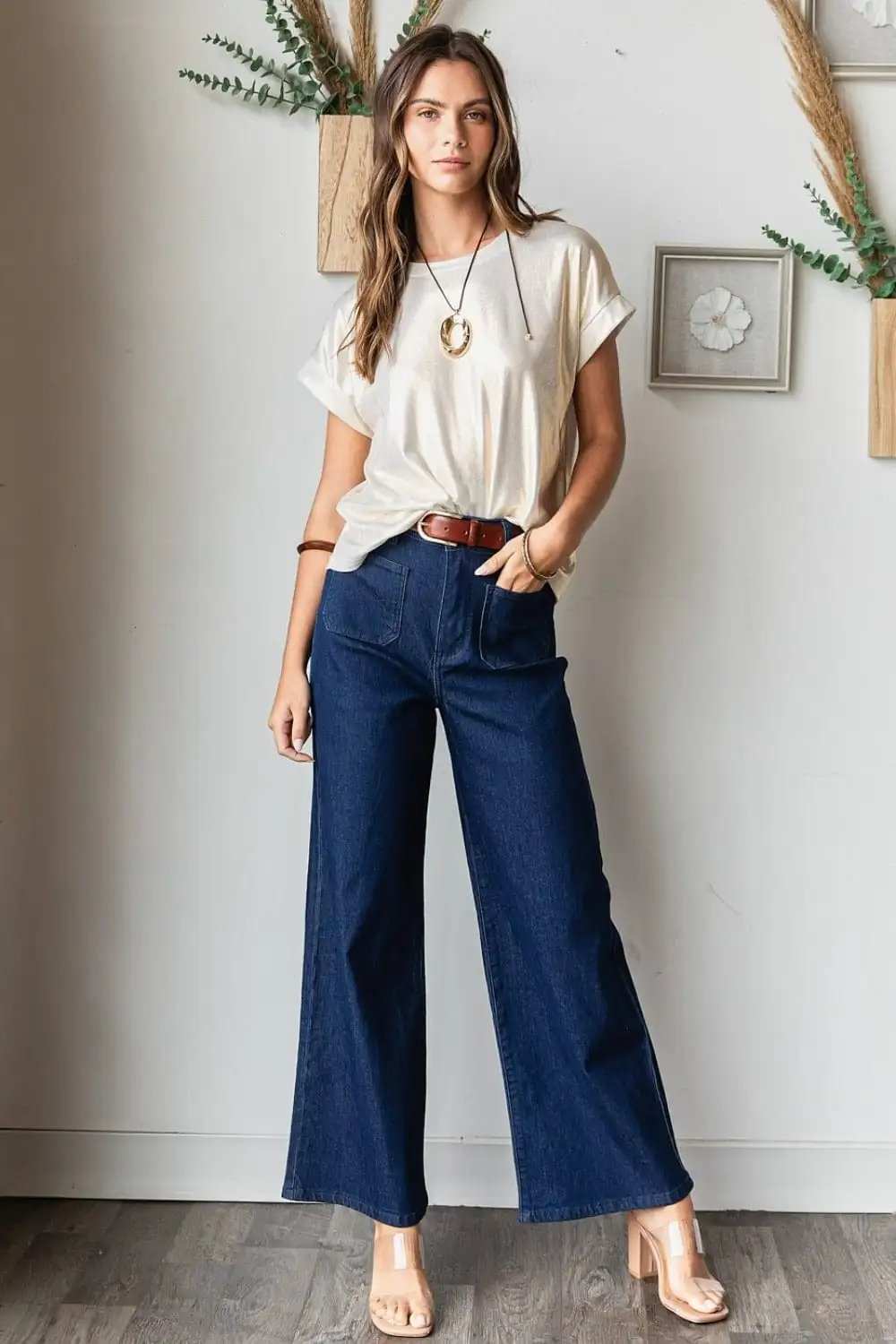 Mittoshop High Waist Wide Leg Jeans - Trendsi - Flyclothing LLC