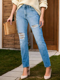 Distressed Buttoned Jeans with Pockets - Trendsi - Flyclothing LLC