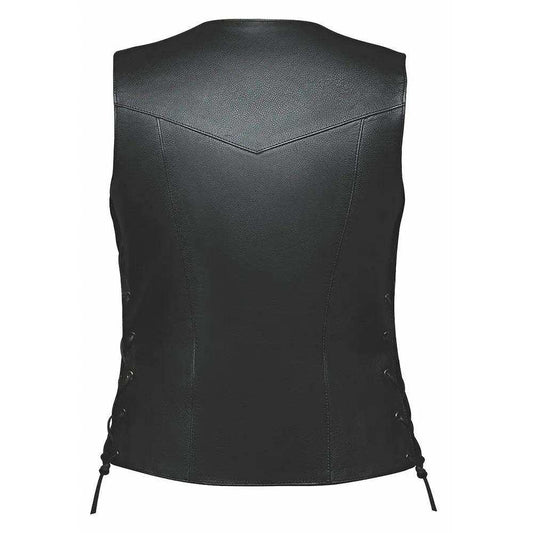 Belle - Ladies 10 Pocket Leather Vest - Unik Just for Bikers - Flyclothing LLC