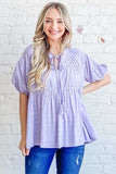 And The Why Textured Pintuck Blouse Top with Tassels - Trendsi - Flyclothing LLC