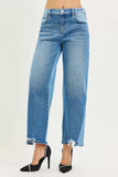 RISEN Full Size Slouchy Cropped Barrel Jeans with Contrast Wash Plus Size - Trendsi - Flyclothing LLC