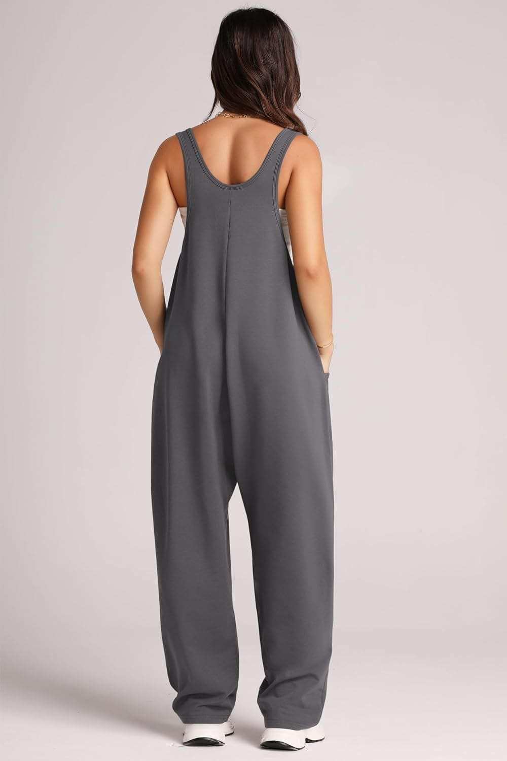 Lovelet V-Neck Wide Strap Overalls - Trendsi - Flyclothing LLC