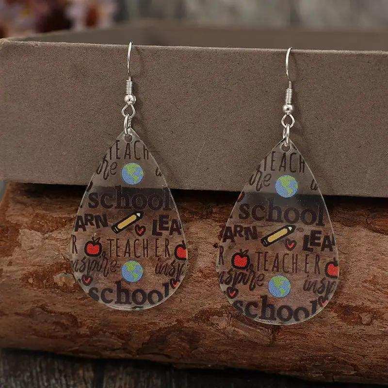 Acrylic Letter Teardrop Shape Earrings - Trendsi - Flyclothing LLC