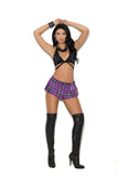 Elegant Moments Purple Plaid Mini Skirt With Side Zipper 6223 - Elegant Moments - Flyclothing LLC