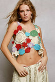 POL Openwork Floral Cropped Crochet Cami - Trendsi - Flyclothing LLC