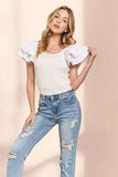 ADORA Layered Ruffled Sleeve Ribbed Top - Trendsi - Flyclothing LLC