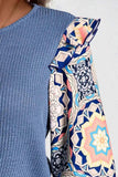Ruffled Printed Round Neck Long Sleeve Top - Trendsi - Flyclothing LLC