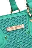 Nicole Lee USA Monogram Pattern Handbag with Rhinestones Decor - Trendsi - Flyclothing LLC