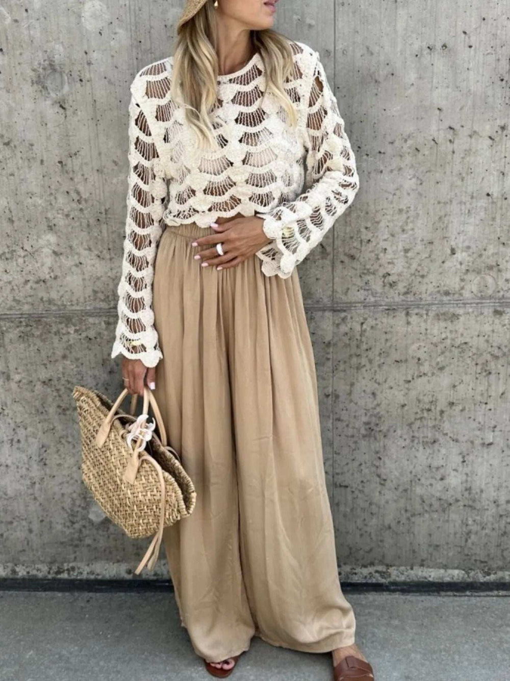 Crochet Long Sleeve Knit Cover Up - Trendsi - Flyclothing LLC