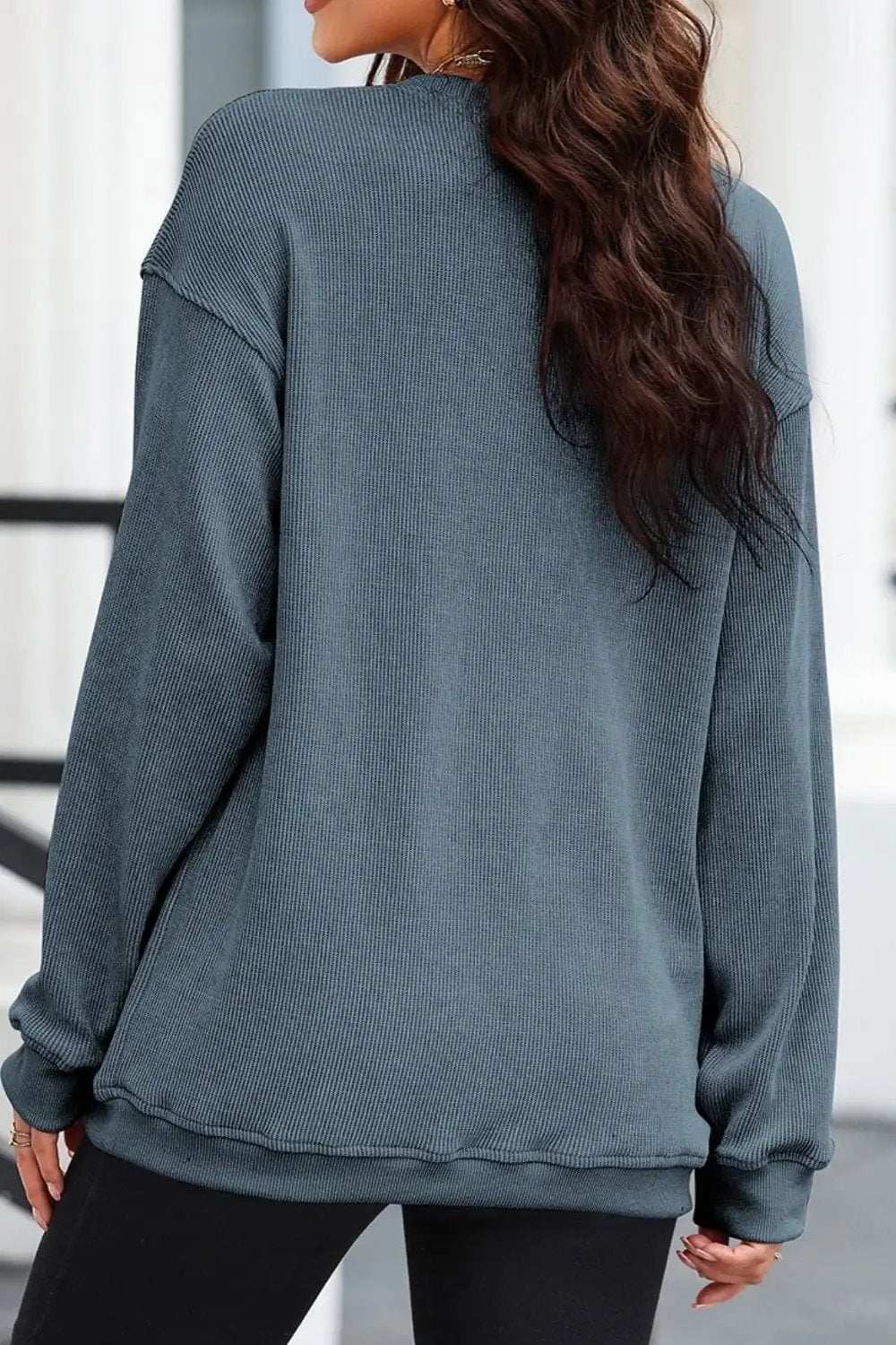 Glitter Ghost Round Neck Long Sleeve Sweatshirt - Trendsi - Flyclothing LLC