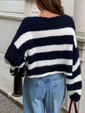 Striped Knit Round Neck Sweater - Trendsi - Flyclothing LLC