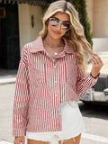 Striped Button Up Long Sleeve Shirt - Trendsi - Flyclothing LLC