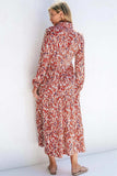Printed Notched Long Sleeve Dress - Trendsi - Flyclothing LLC