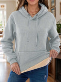 Drawstring Long Sleeve Hoodie with Kangaroo Pocket - Trendsi - Flyclothing LLC