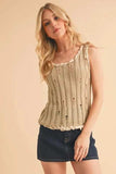 Aemi+Co Distressed Detail Round Neck Knit Tank - Trendsi - Flyclothing LLC