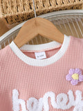 Children's Honey Flower Waffle Knit Tee and Shorts Set - Trendsi - Flyclothing LLC