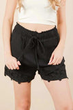 VERY J Lace Contrast Detail Woven Shorts - Trendsi - Flyclothing LLC