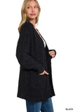 Zenana Long Sleeve Popcorn Sweater Cardigan with Pockets - Trendsi - Flyclothing LLC