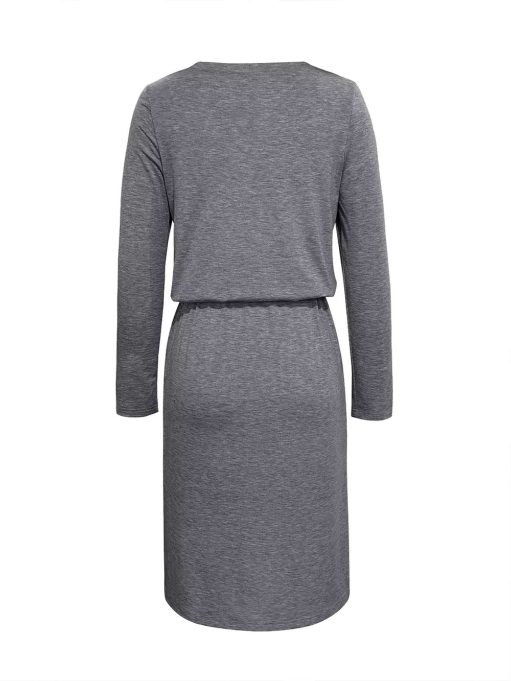 Long Sleeve Drawstring Midi Dress - Trendsi - Flyclothing LLC