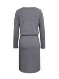 Long Sleeve Drawstring Midi Dress - Trendsi - Flyclothing LLC