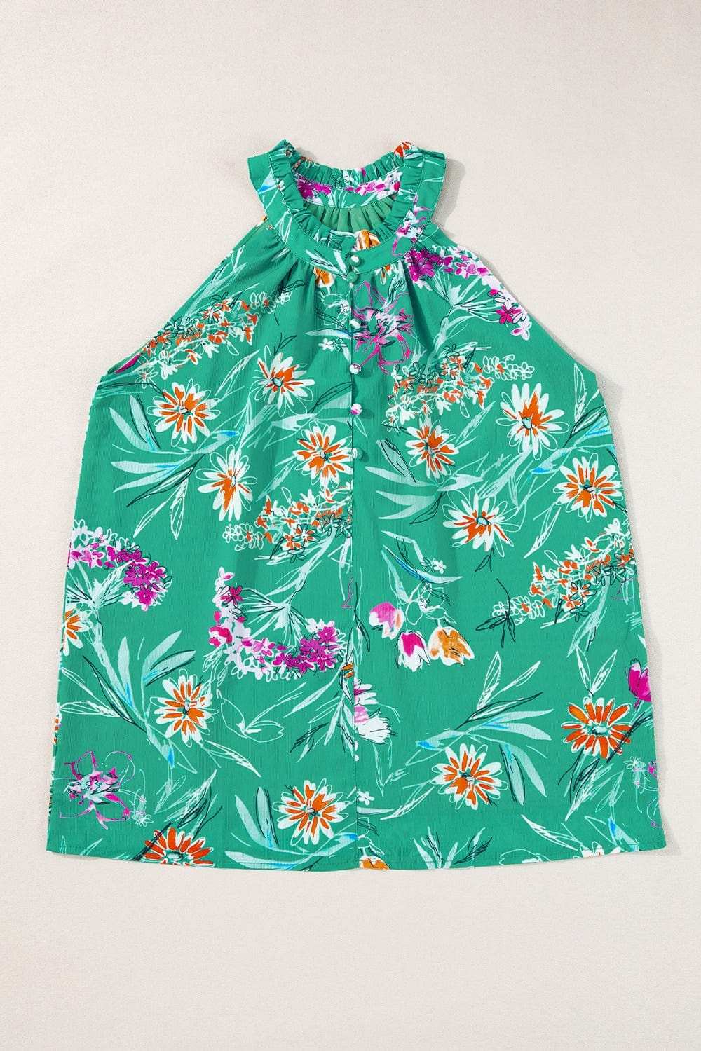 Frill Printed Grecian Tank - Trendsi - Flyclothing LLC