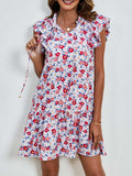 Tied Floral Cap Sleeve Mini Dress - Trendsi - Flyclothing LLC