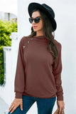 Decorative Button Long Sleeve Sweatshirt - Trendsi - Flyclothing LLC
