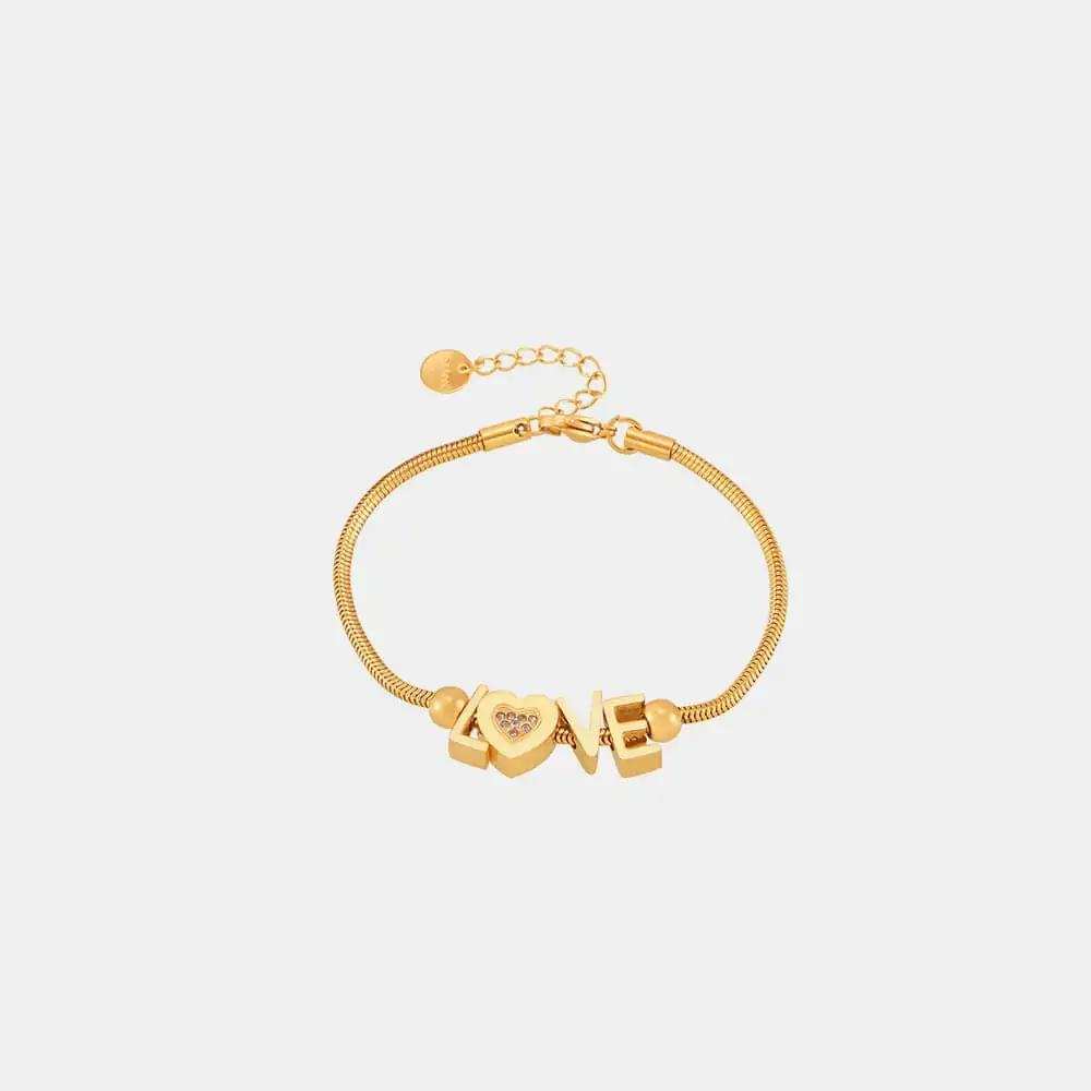 Titanium Steel Rhinestone Letter Bracelet - Trendsi - Flyclothing LLC