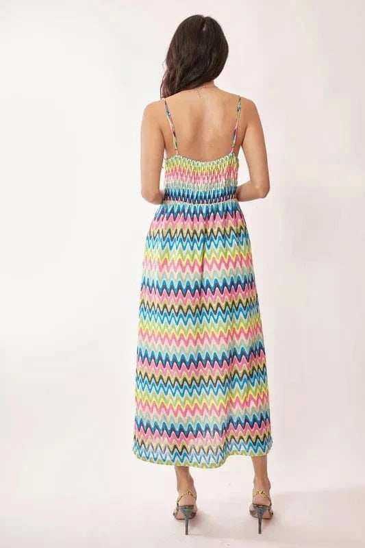 Davi & Dani Multi Color Crochet Lace Midi Dress - Trendsi - Flyclothing LLC