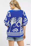 Umgee Folk Art Palm Print Puff Sleeve Blouse - Trendsi - Flyclothing LLC