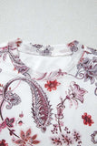 Paisley Mock Neck T Shirt - Trendsi - Flyclothing LLC