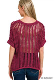 Zenana Fish Net Short Sleeve Crochet Knit Cover Up - Trendsi - Flyclothing LLC