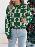 Christmas Tree Checkerboard Pattern Sweater - Trendsi - Flyclothing LLC