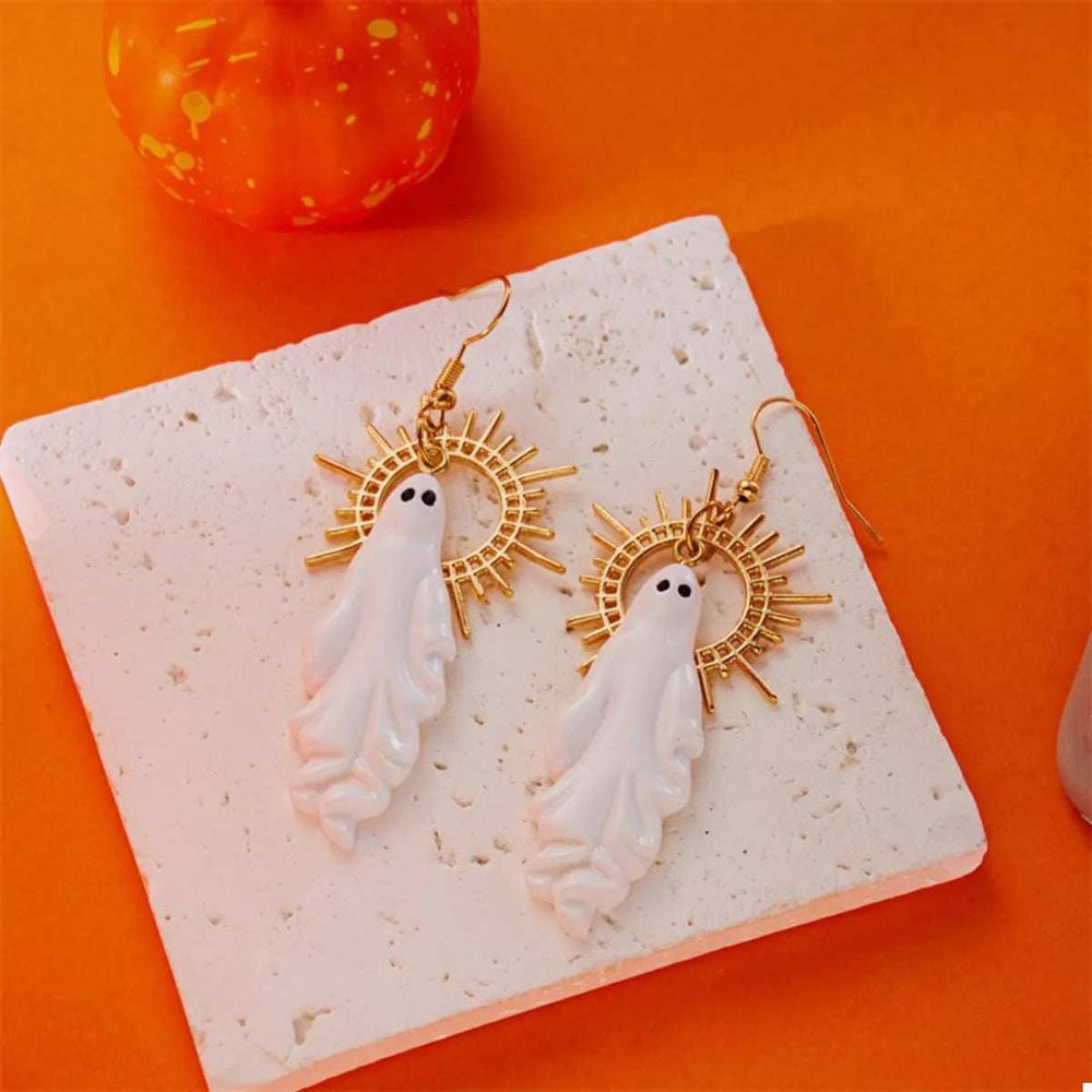 Halloween Sunburst Ghost Drop Earrings - Trendsi - Flyclothing LLC