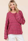 Mittoshop Openwork Round Neck Drop Shoulder Sweater - Trendsi - Flyclothing LLC