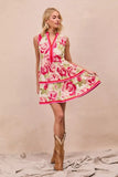 BiBi Floral Woven Contrast Edge Tiered Ruffle Mini Dress - Trendsi - Flyclothing LLC