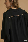 Umgee Full Size Linen Scallop Hem Blouse with Contrast Trim Plus Size - Trendsi - Flyclothing LLC