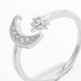 925 Sterling Silver Moon Open Ring - Trendsi - Flyclothing LLC