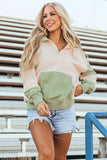 Color Block Quarter Snap Long Sleeve Sweatshirt - Trendsi - Flyclothing LLC