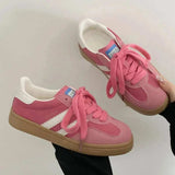 Contrast Round Toe Flat Sneakers - Trendsi - Flyclothing LLC