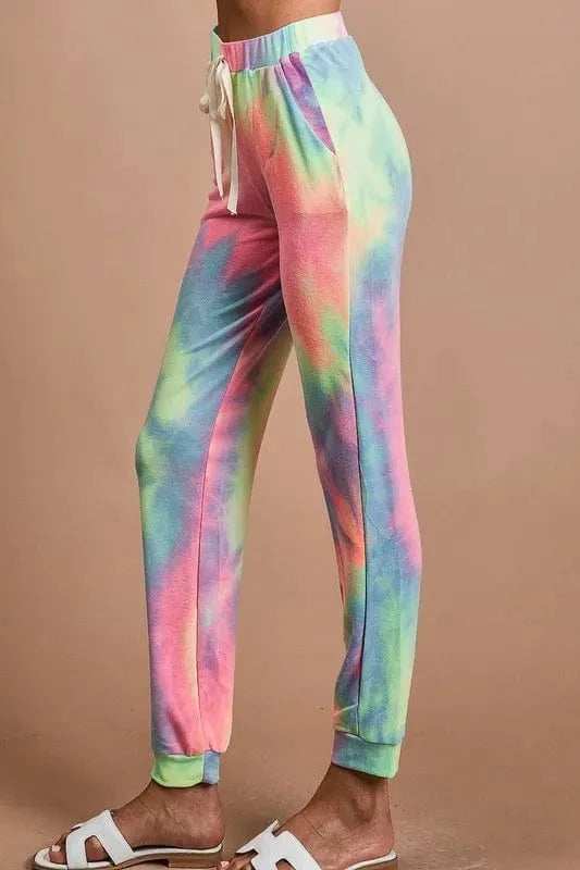 BiBi Tie Dye French Terry Casual Pants - Trendsi - Flyclothing LLC