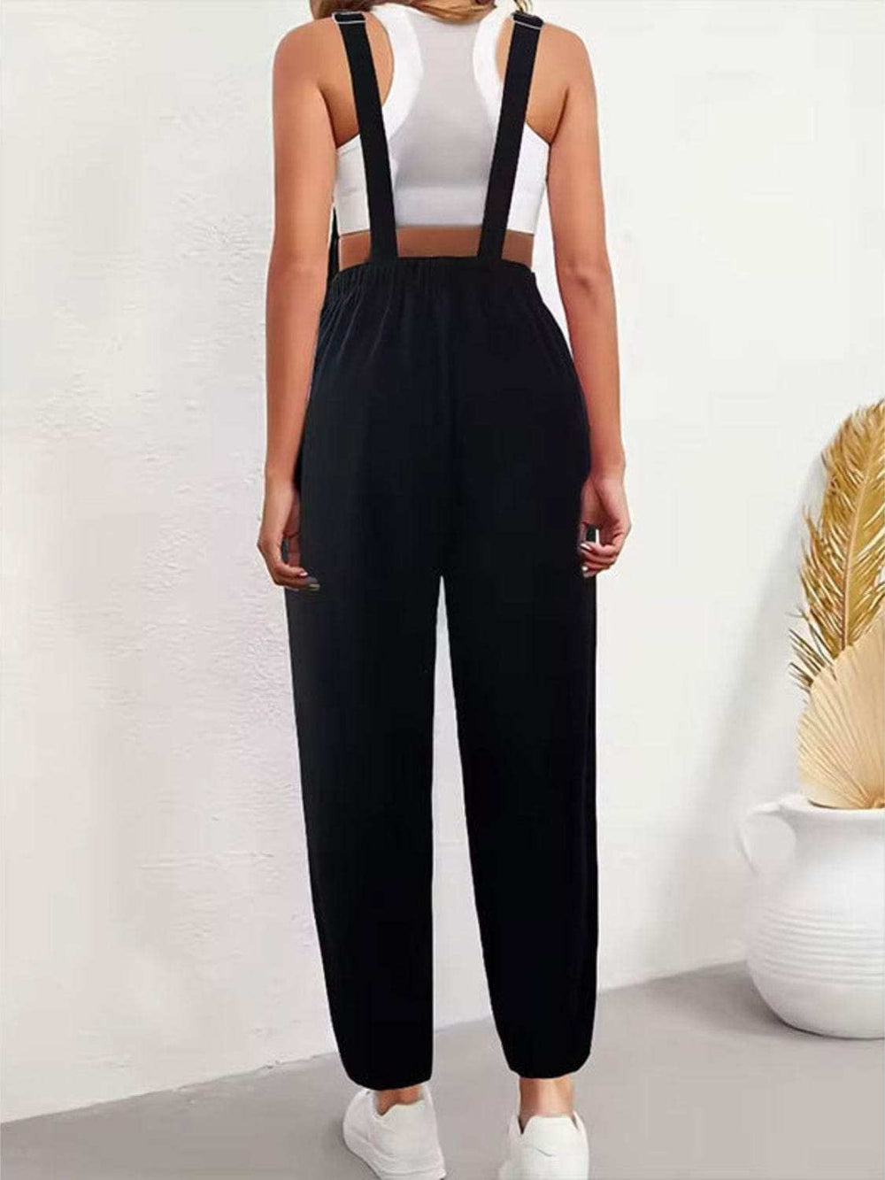 Embroidered Sunflower Wide Strap Overalls with Pockets - Trendsi - Flyclothing LLC