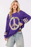 SAGE+FIG Peace Applique Patch Long Sleeve Top - Trendsi - Flyclothing LLC