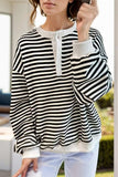 Striped Dropped Shoulder Long Sleeve Sweatshirt - Trendsi - Flyclothing LLC