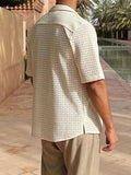 Men's Plus Size Herringbone Eyelet Button Down Knit Shirt - Trendsi - Flyclothing LLC