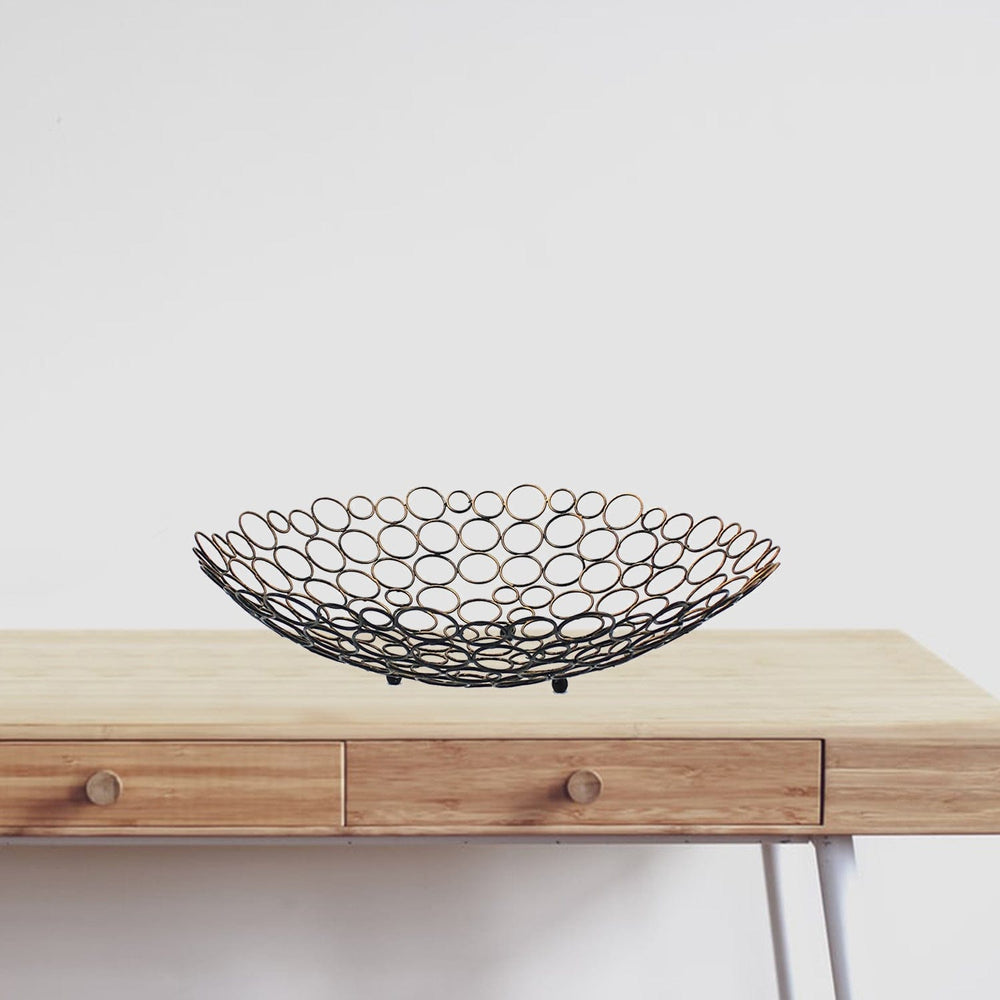 19" Bronze Metal Round Centerpiece Bowl - Homeroots