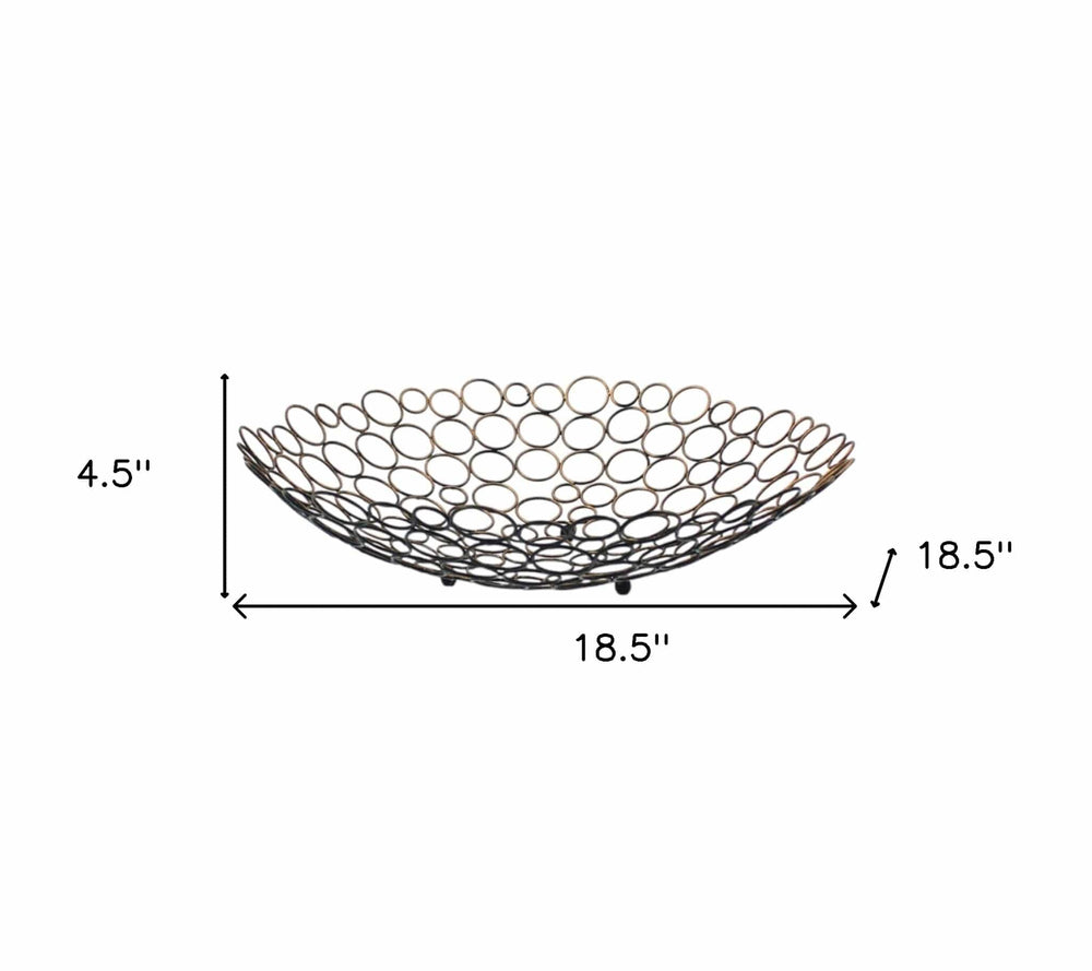 19" Bronze Metal Round Centerpiece Bowl - Homeroots