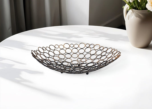 19" Bronze Metal Round Centerpiece Bowl - Homeroots