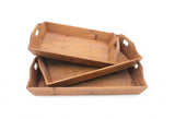 Set of Three Brown Wood Serving Tray - Homeroots - Flyclothing LLC